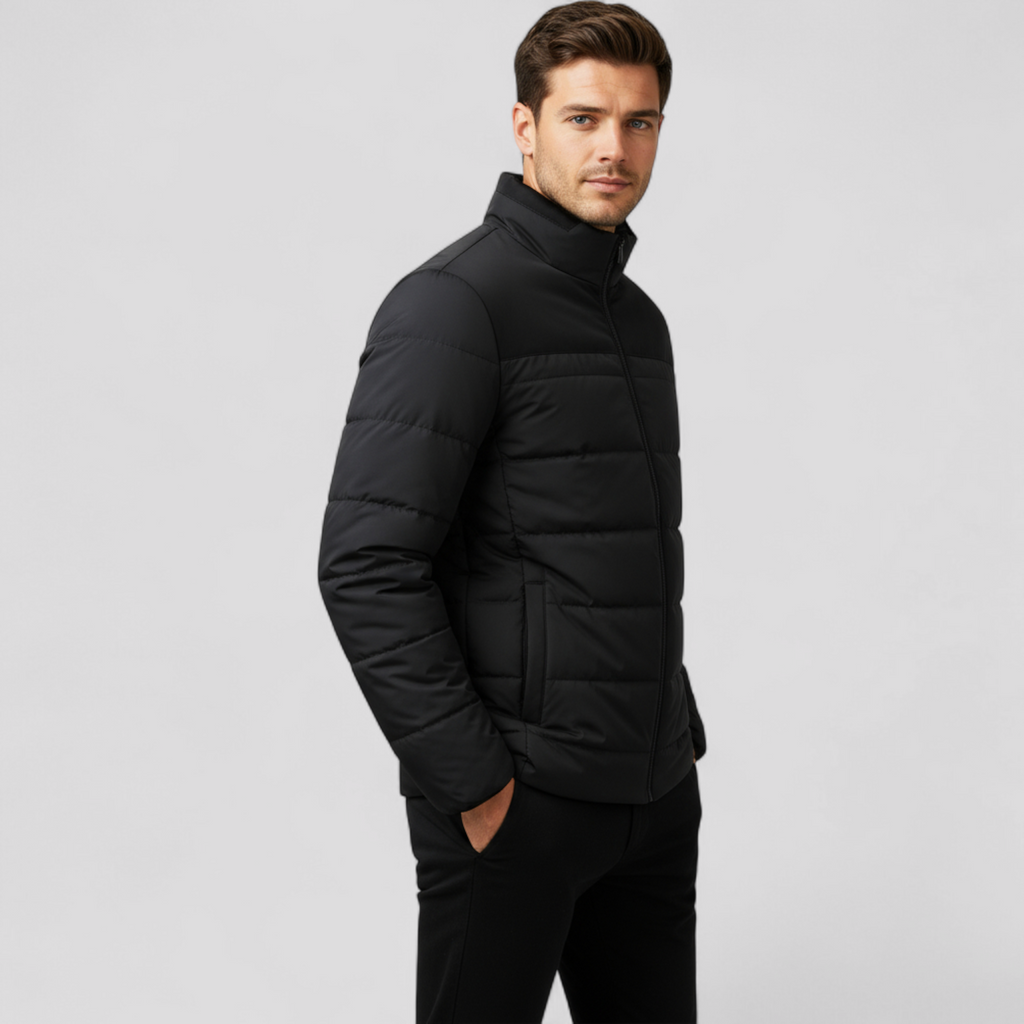Parka de invierno forrada de pelo con cuello alto