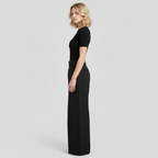 High-Waisted Wide-Leg Trousers with Asymmetric Hem