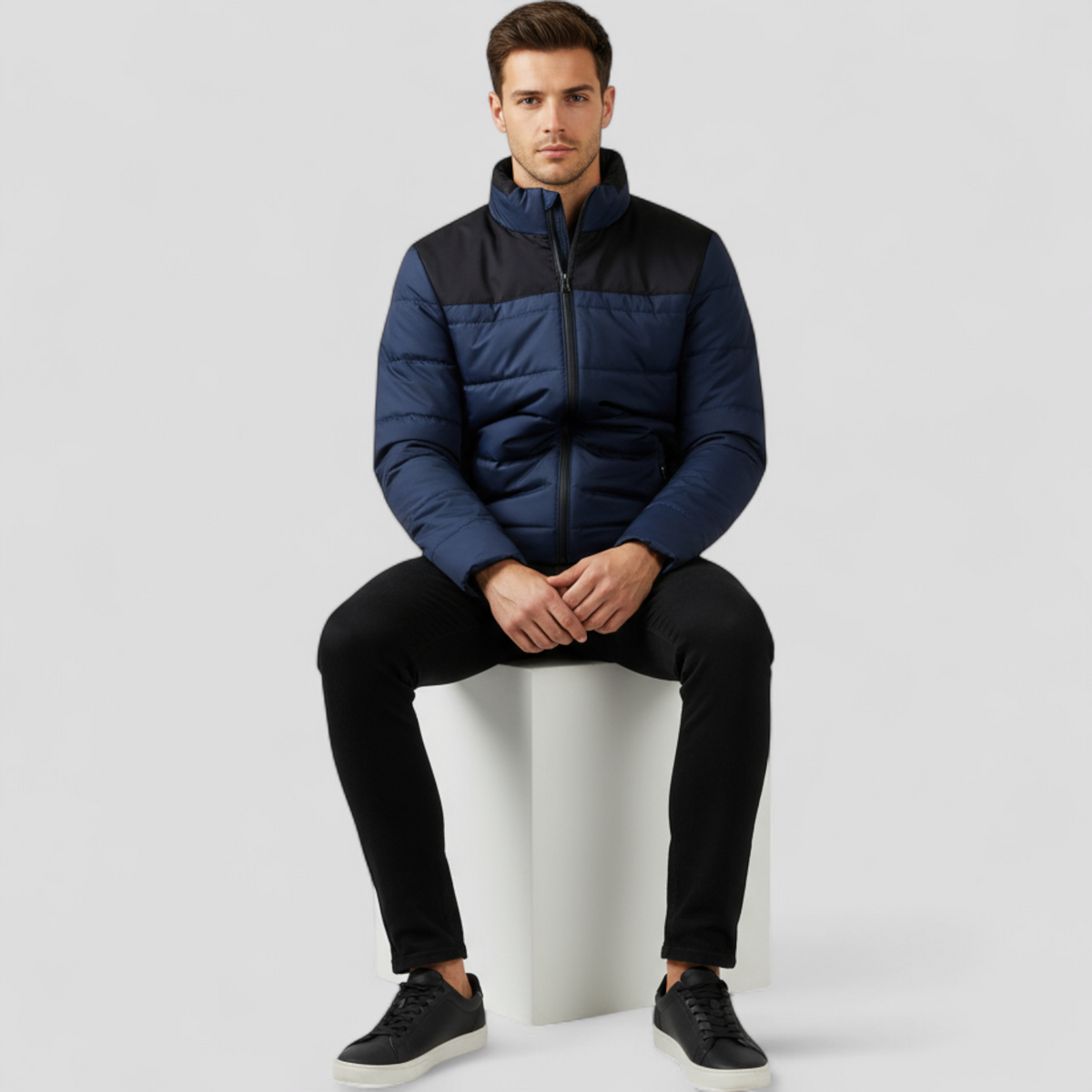 Plush-Lined Winter Parka with High Stand Collar