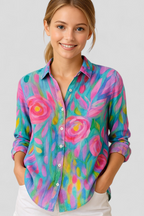 Blusa de estampado colorido con corte holgado para el día a día