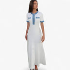 Vestido midi de punto de canalé con detalle de botones estilo vaquero