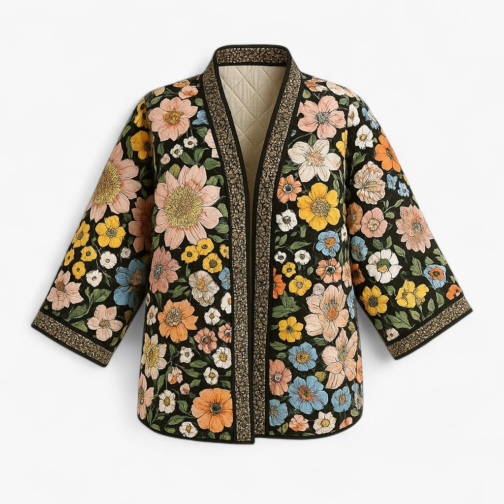 Reversible Floral Print Jacket with Insulating Lining