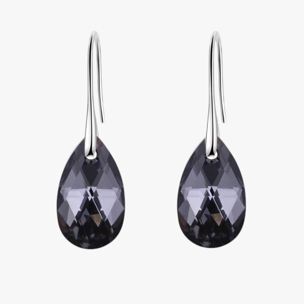 Elegant Teardrop Earrings with Blue Crystal Detail