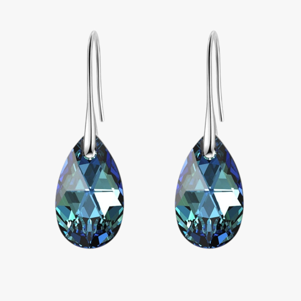 Elegant Teardrop Earrings with Blue Crystal Detail