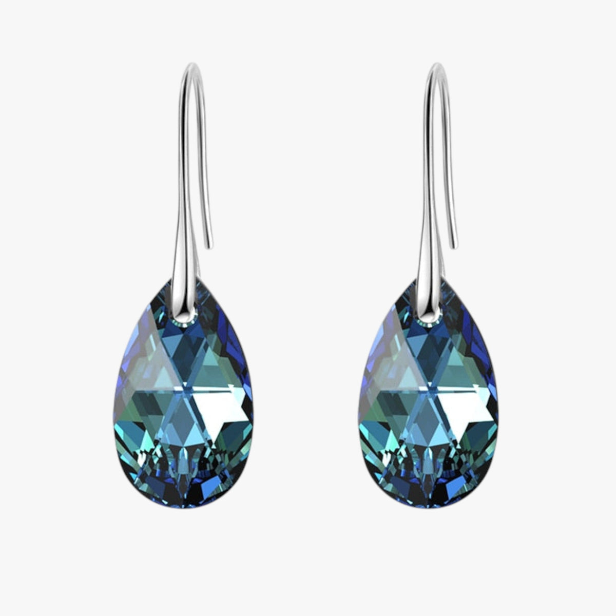 Elegant Teardrop Earrings with Blue Crystal Detail