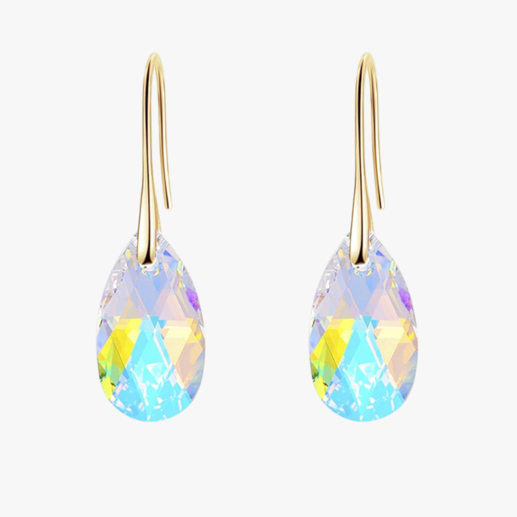 Elegant Teardrop Earrings with Blue Crystal Detail