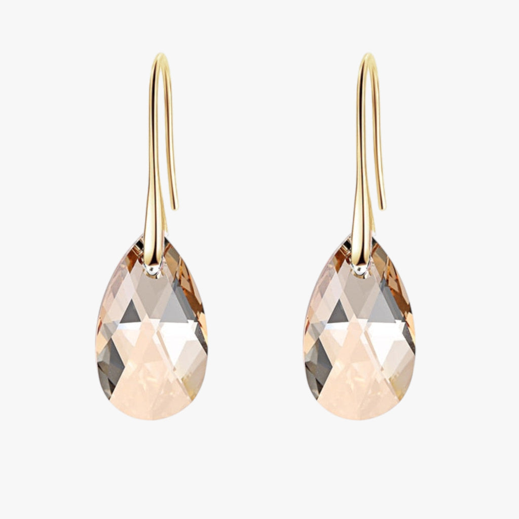 Elegant Teardrop Earrings with Blue Crystal Detail