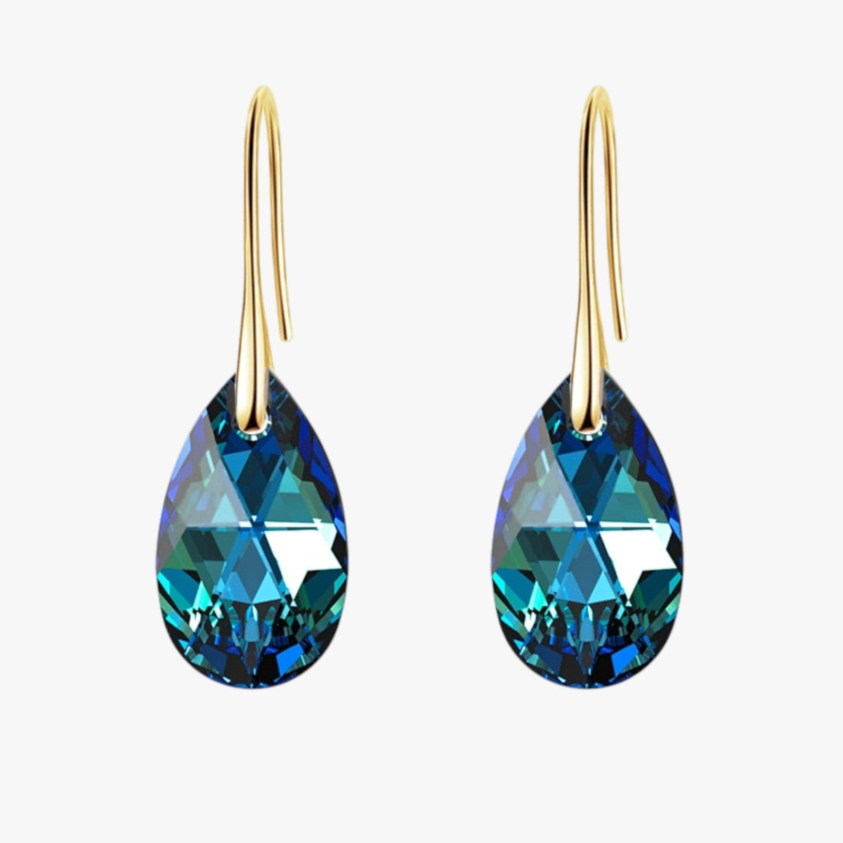 Elegant Teardrop Earrings with Blue Crystal Detail