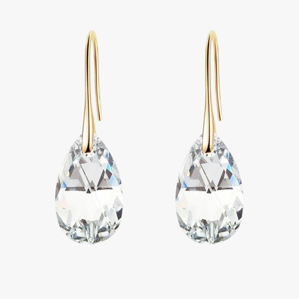 Elegant Teardrop Earrings with Blue Crystal Detail