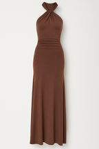 Fitted Stretch Maxi Dress with Open Back Detail