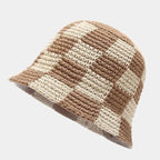 Hand-Crocheted Checkered Pattern House Slippers