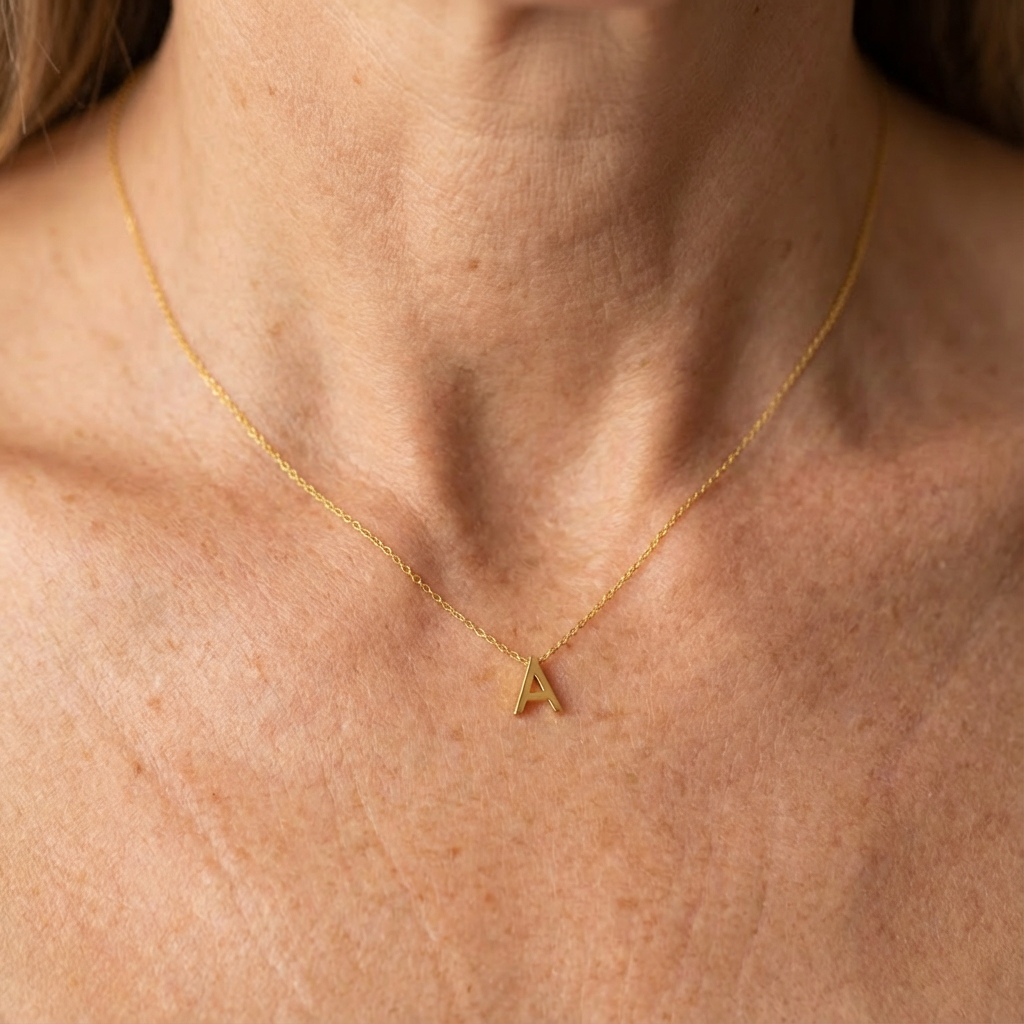 Dainty Initial Letter Necklace with Personalised Charm