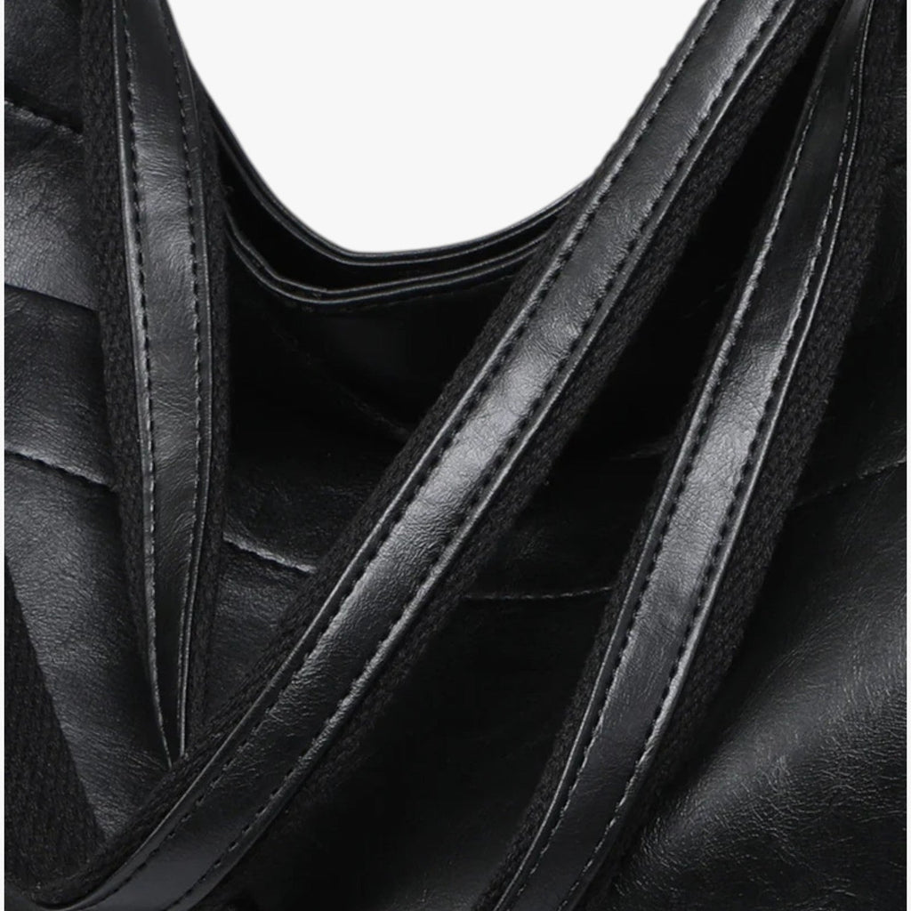Vegan Leather Handbag with Snap Button Closure