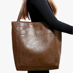 Vegan Leather Handbag with Snap Button Closure