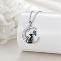 Moon, Cat and Butterfly Crystal Pendant Necklace with Whimsical Charm
