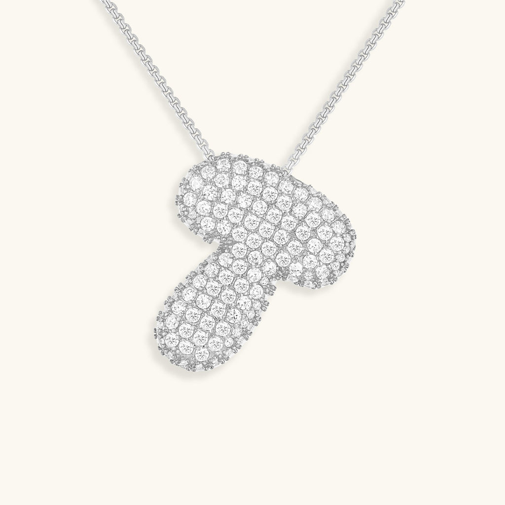 Pavé Bubble Initial Necklace with Sparkling Letter