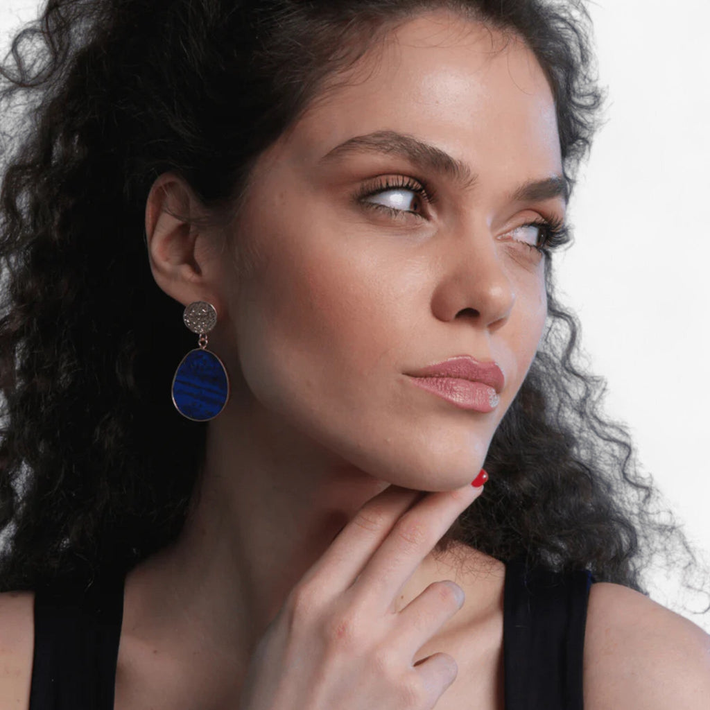 Lapis Lazuli Drop Earrings with Natural Variation