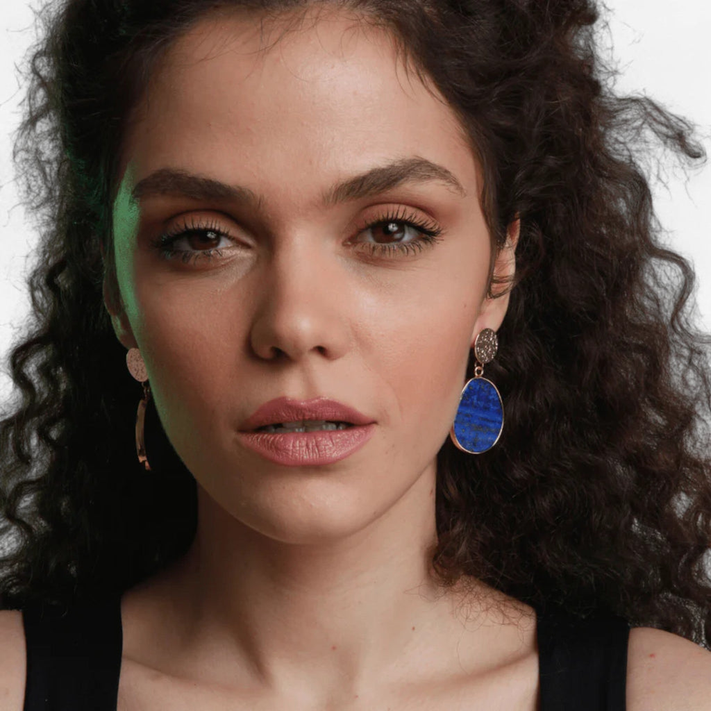 Lapis Lazuli Drop Earrings with Natural Variation