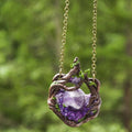Violet Stone Necklace with Nature-Inspired Design and Rich Tone