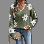 Floral V-Neck Jumper with Cosy Handle