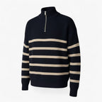 Striped Half-Zip Knit Turtleneck Sweater for Men