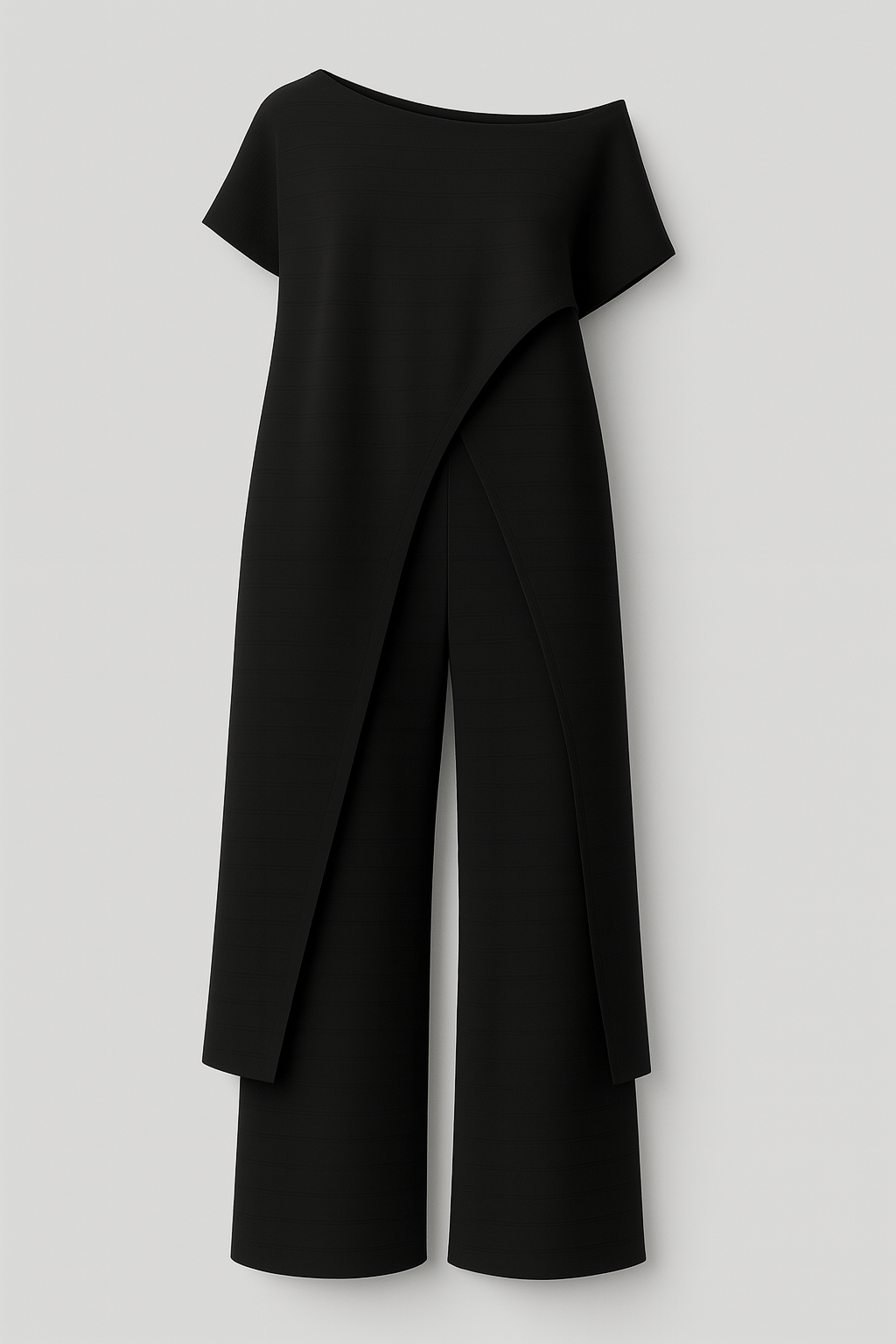 Conjunto de blusa y pantalones con bajo asimétrico