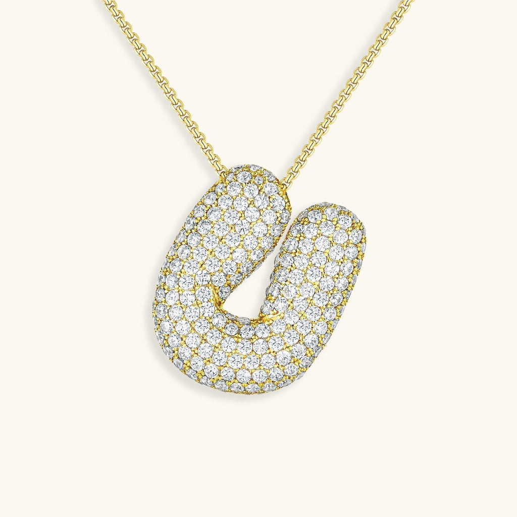 Pavé Bubble Initial Necklace with Sparkling Letter