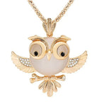 Owl Pendant Necklace with Iridescent Stone Detail and Woodland Charm