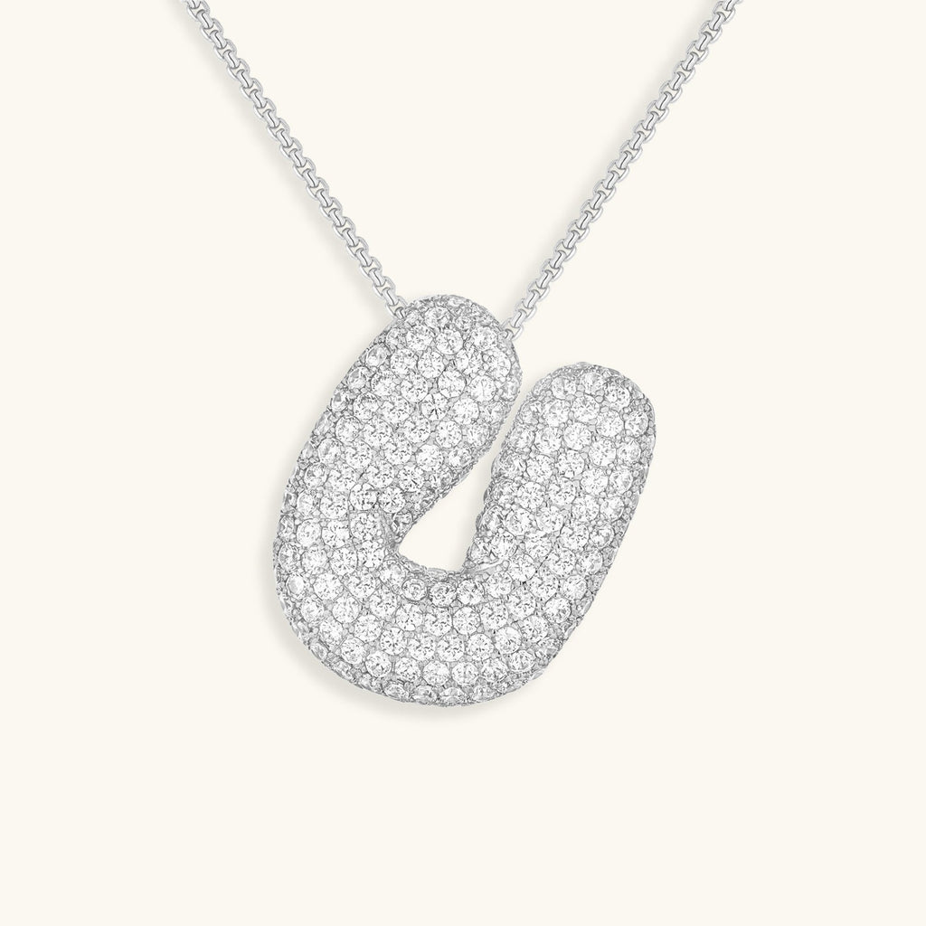 Pavé Bubble Initial Necklace with Sparkling Letter