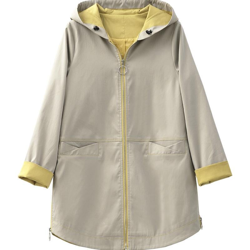 Structured Rain Jacket with Hood and Zip Closure