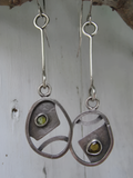 Vintage-Style Green Stone Earrings in Silver Colour