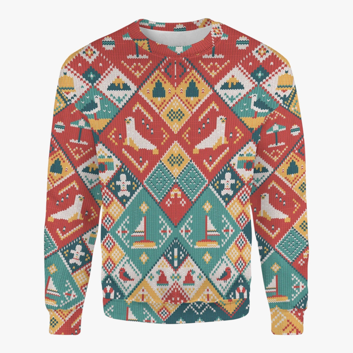 Snowflake Print Crew Neck Sweatshirt for Winter