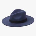 Vintage-Style Unisex Wool Fedora Hat with Wide Brim
