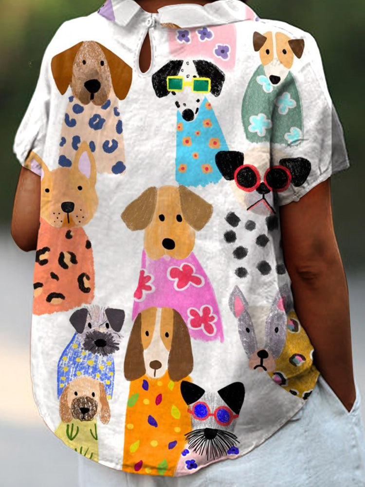 Dog Print Shirt with Playful Relaxed Fit