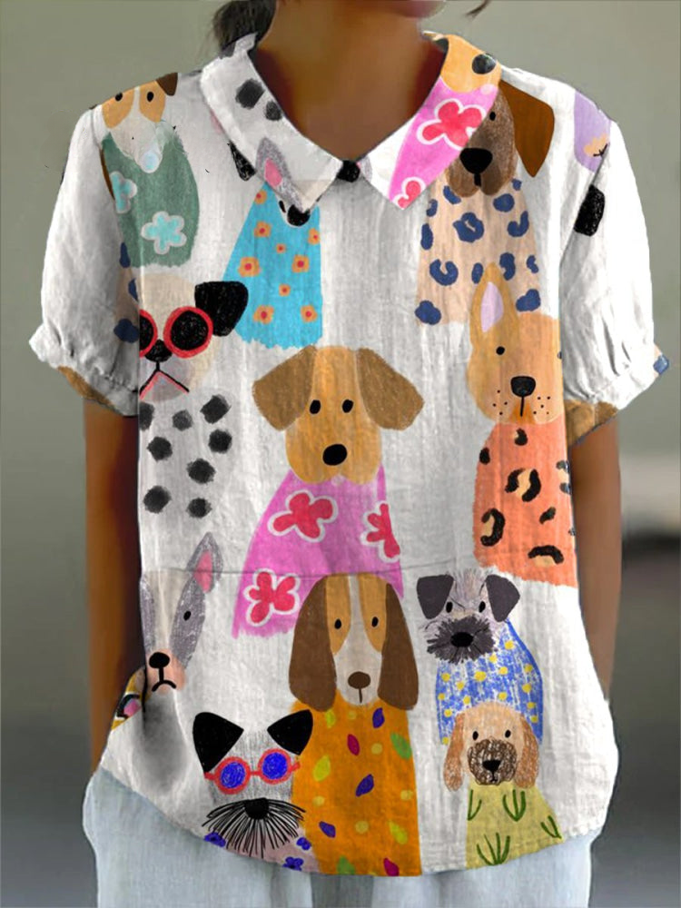 Dog Print Shirt with Playful Relaxed Fit