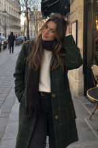 Tailored Plaid Coat with Structured Lapel