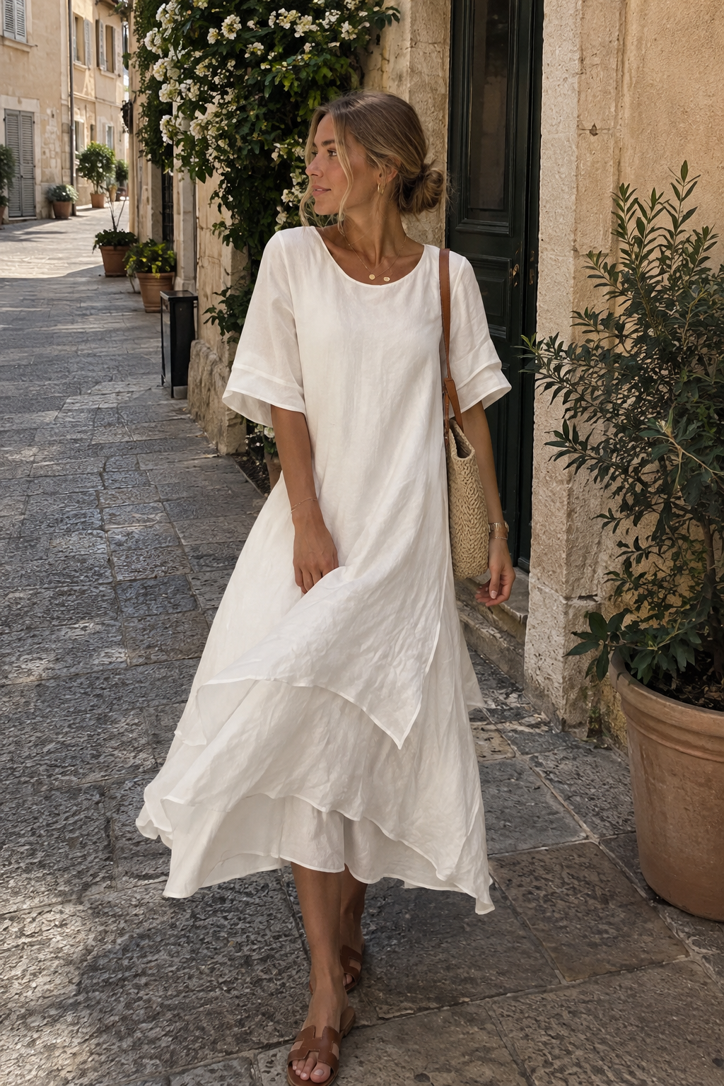Lightweight Dress with Graceful Draped Fit