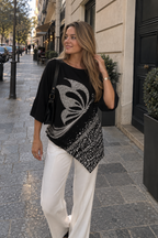 Printed Crew Neck Top with Breathable Handle