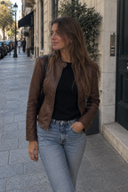 Leather Look Jacket with Classic Cut