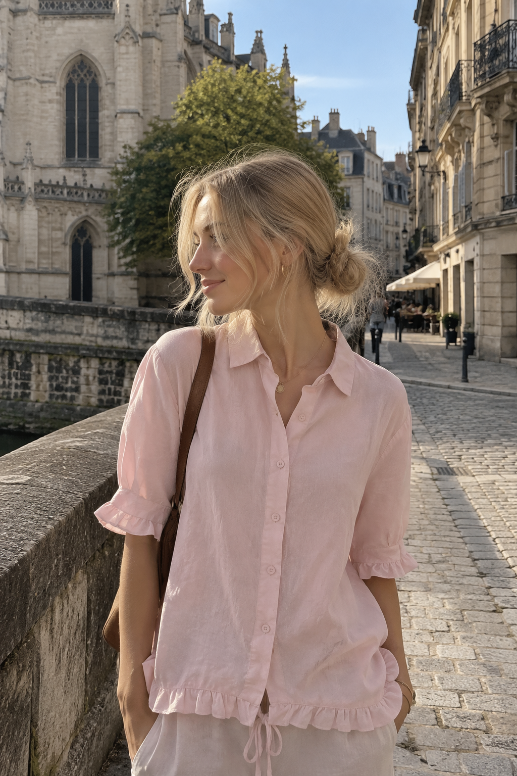 Camisa de primavera refinada con acabado limpio