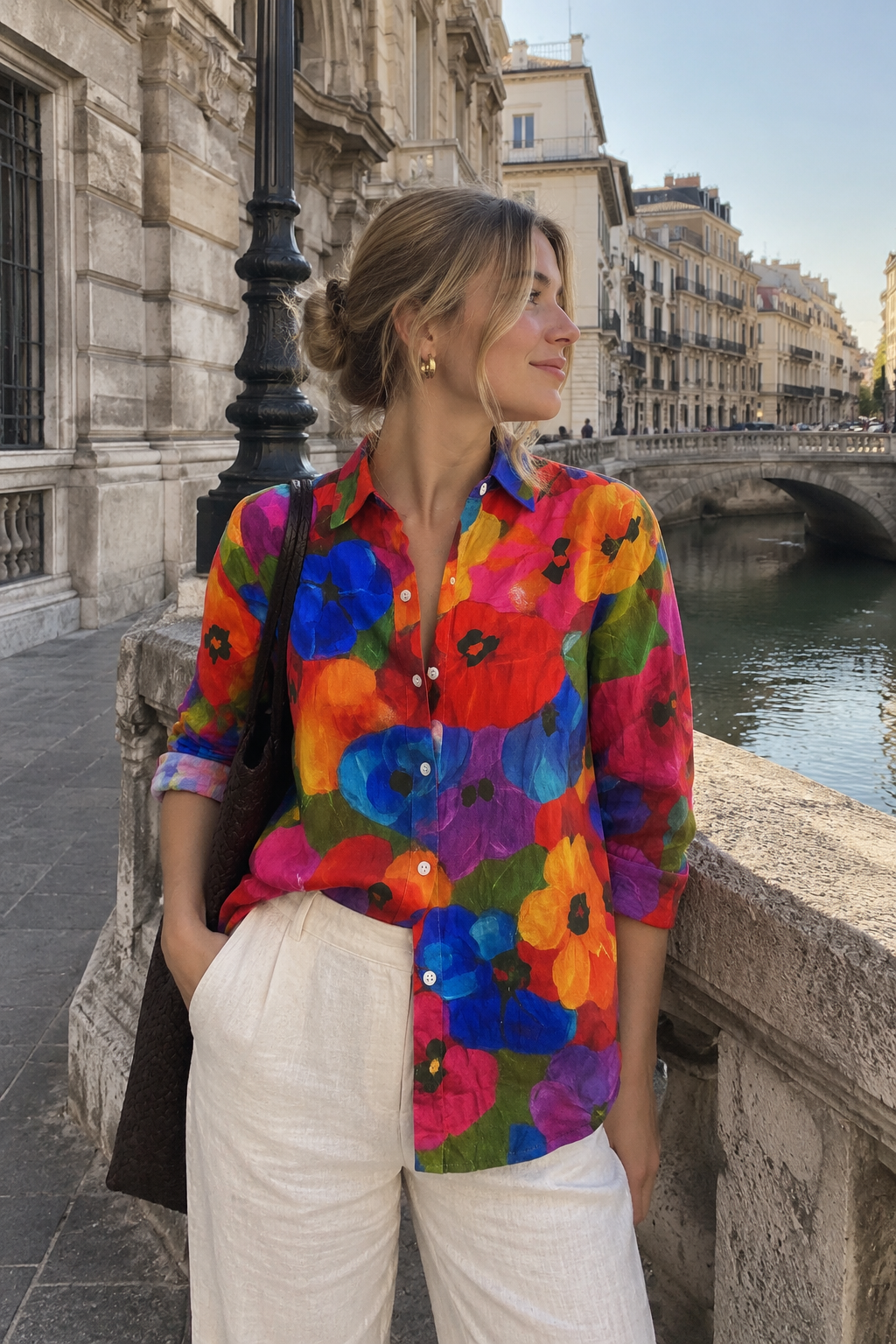 Blusa de estampado colorido con corte holgado para el día a día
