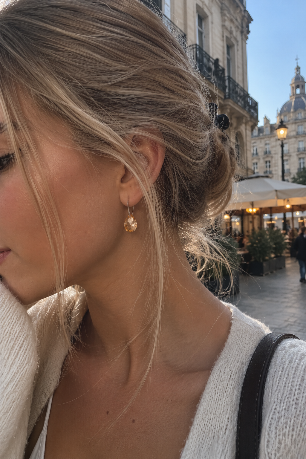 Crystal Teardrop Drop Earrings with a Silver-Tone Finish