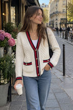 Cárdigan oversize suave con cuello de pico y botonadura delantera