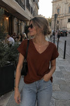 Sweetheart Neckline T-Shirt with Breathable Handle