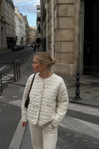 Quilted Round-Neck Jacket for Fall and Winter