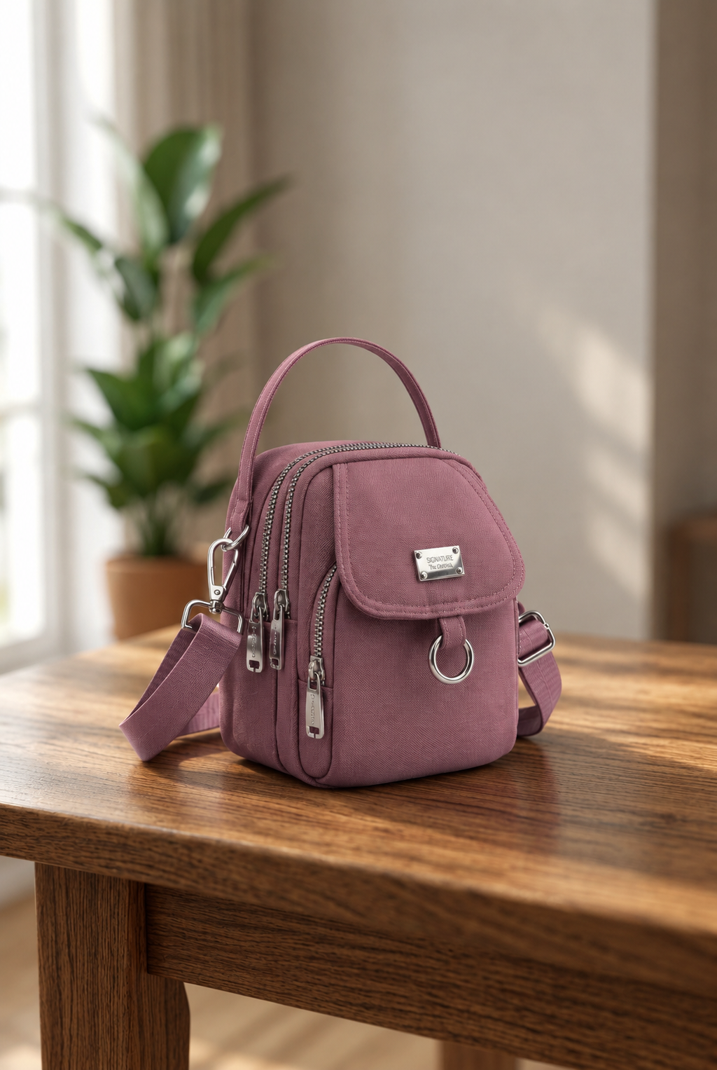 Compact Eco-Leather Shoulder Bag with Adjustable Strap