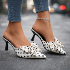 Polka Dot Kitten Heels with Oversized Bow