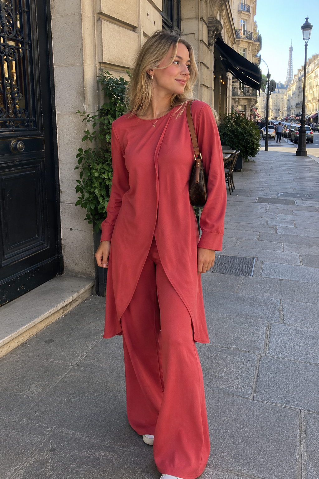 Checked Two Piece Set with Coordinated Cut