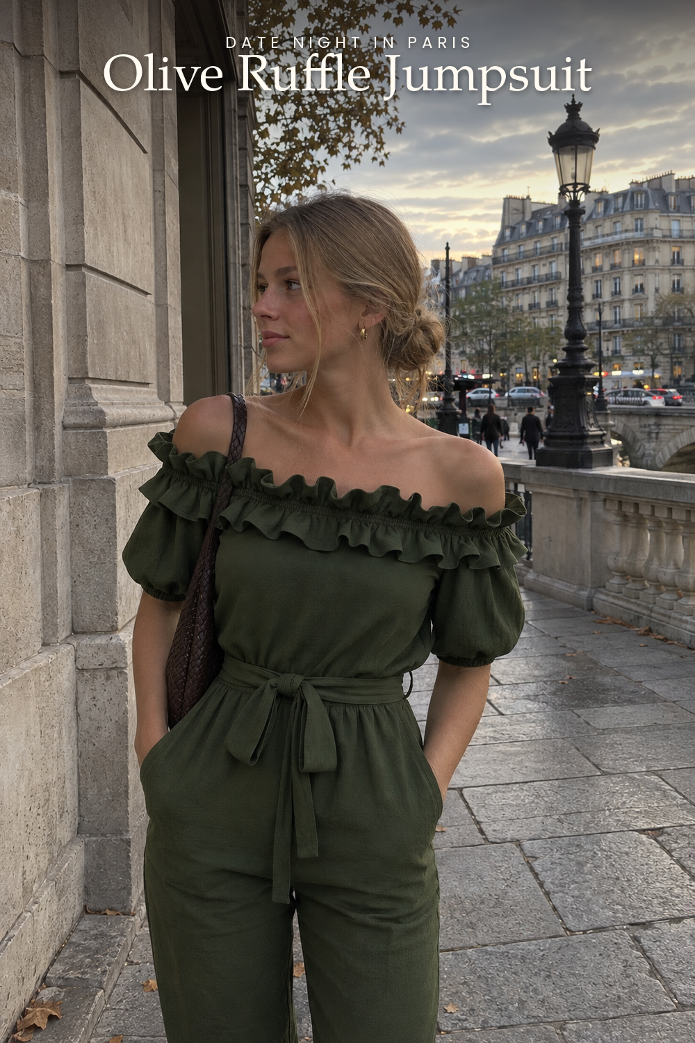 Ruffle Sleeve Jumpsuit with Adjustable Waist Tie