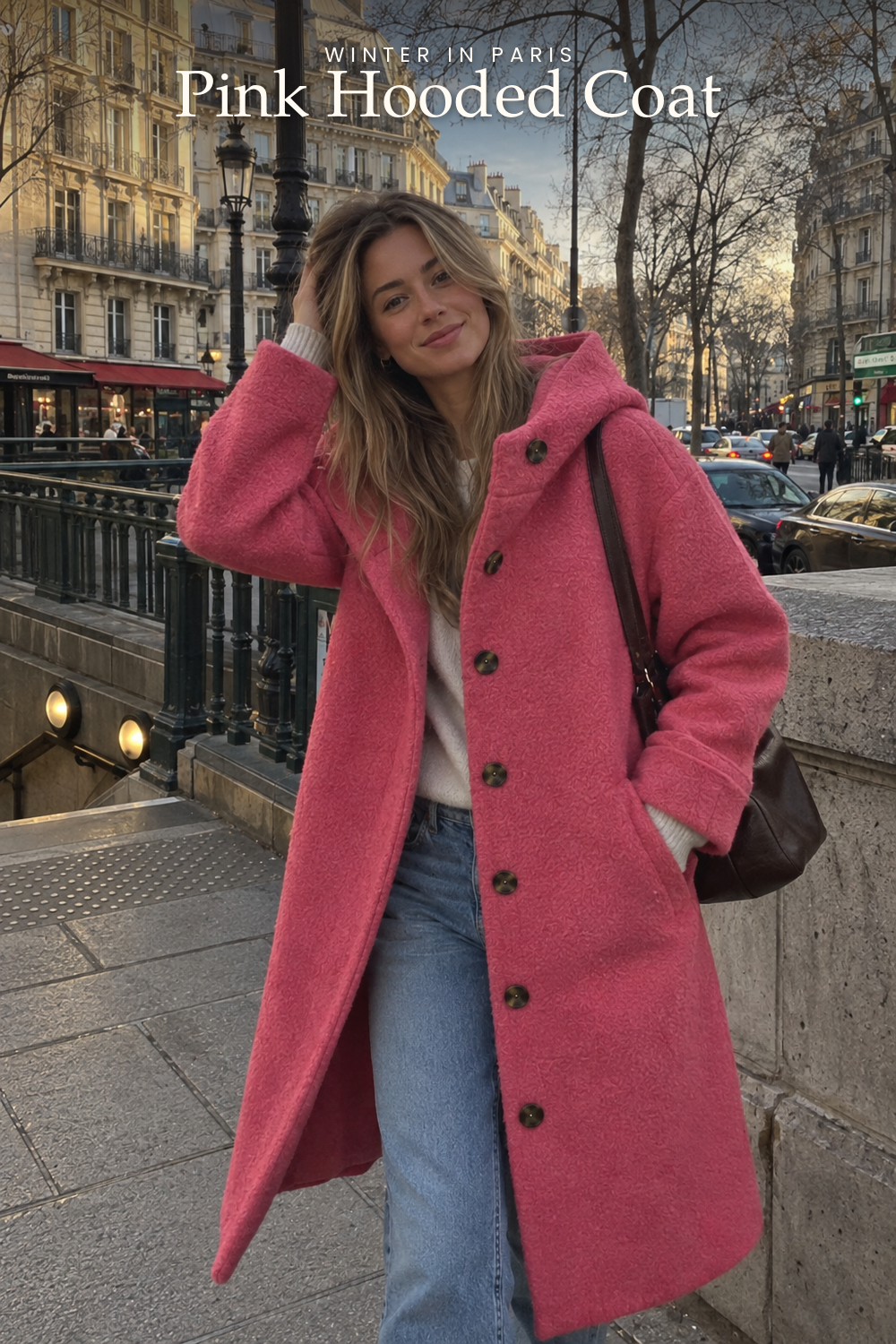 Hooded Coat with Soft Line and Front Pockets
